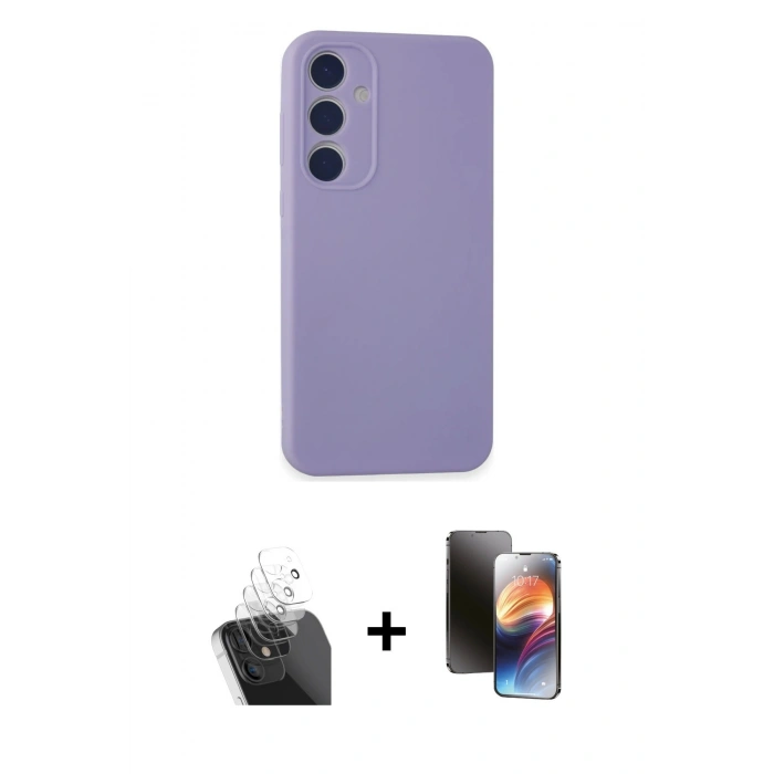 MARSİLYAN™- Galaxy A55 5G Kılıf Kozmos Yansıma Özel Seri - Siyah 3D Antistatik Mat Seramik Nano Ekran Koruyucu + Kamera Lens Koruma Cam - SF