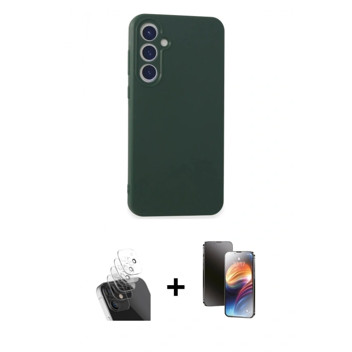 MARSİLYAN™- Galaxy A55 5G Kılıf Kozmos Yansıma Özel Seri - Siyah 3D Antistatik Mat Seramik Nano Ekran Koruyucu + Kamera Lens Koruma Cam - SF