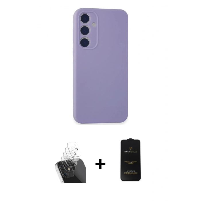 MARSİLYAN™- Galaxy A55 5G Kılıf Kozmos Yansıma Özel Seri - Siyah 6D Antistatik Mat Seramik Hayalet Nano Ekran Koruyucu + Kamera Lens Koruma Cam - SF