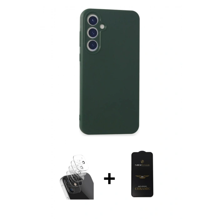 MARSİLYAN™- Galaxy A55 5G Kılıf Kozmos Yansıma Özel Seri - Siyah 6D Antistatik Mat Seramik Hayalet Nano Ekran Koruyucu + Kamera Lens Koruma Cam - SF