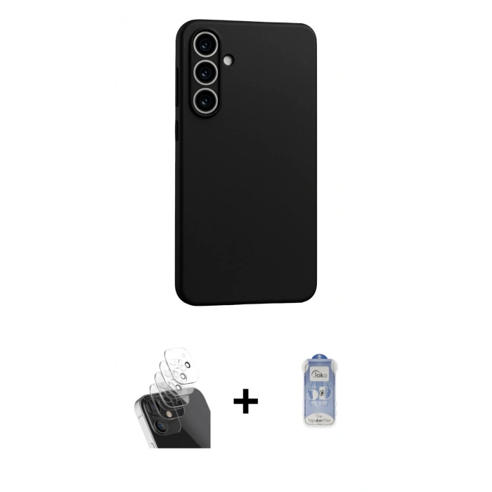 MARSİLYAN™- Galaxy A55 5G Kılıf Kozmos Yansıma Özel Seri - Siyah Joko Magic 5D Cam + Kamera Lens Koruma Cam - SF