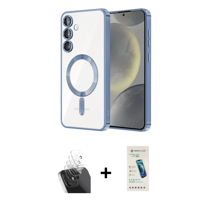 MARSİLYAN™- Galaxy A55 5G Kılıf Nova Işık Özel Seri - Şeffaf Pasifik Cam Ekran Koruyucu + Kamera Lens Koruma Cam - SF
