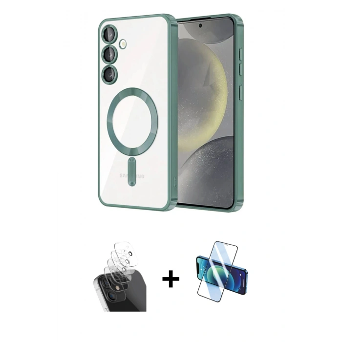 MARSİLYAN™- Galaxy A55 5G Kılıf Nova Işık Özel Seri - Siyah 3D Antistatik Seramik Nano Ekran Koruyucu + Kamera Lens Koruma Cam - SF