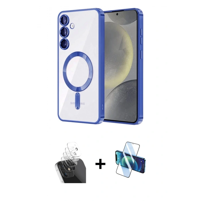 MARSİLYAN™- Galaxy A55 5G Kılıf Nova Işık Özel Seri - Siyah 3D Antistatik Seramik Nano Ekran Koruyucu + Kamera Lens Koruma Cam - SF