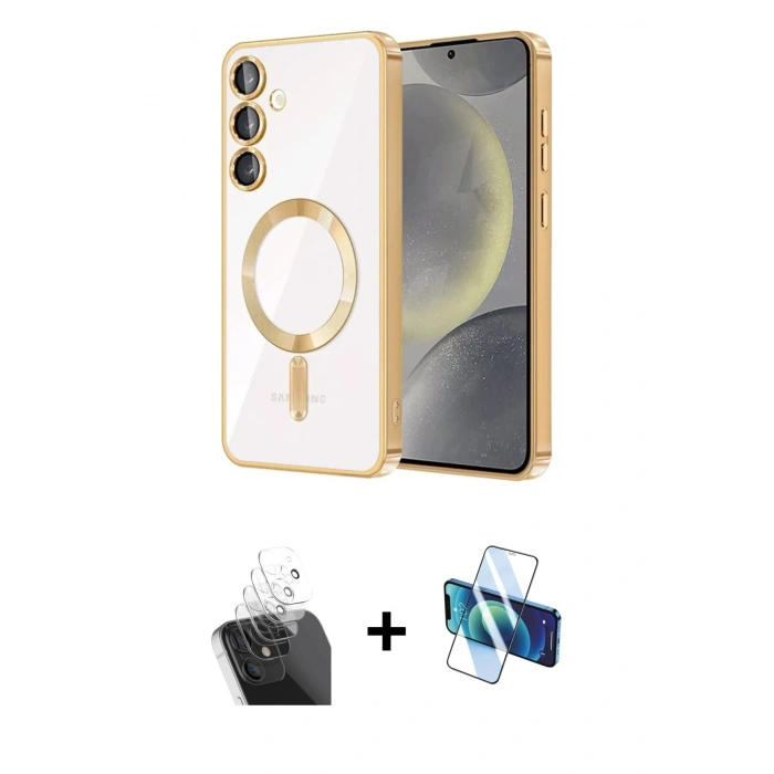 MARSİLYAN™- Galaxy A55 5G Kılıf Nova Işık Özel Seri - Siyah 3D Antistatik Seramik Nano Ekran Koruyucu + Kamera Lens Koruma Cam - SF