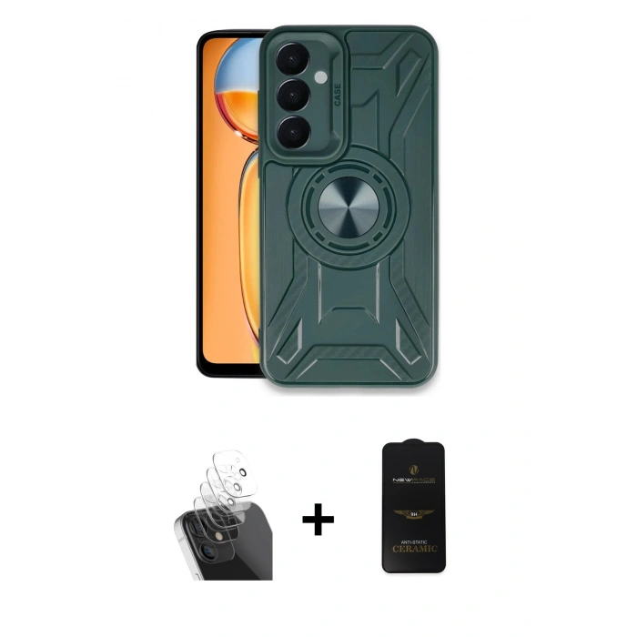MARSİLYAN™- Galaxy A55 5G Kılıf Nova Yansıma Prime - Siyah 6D Antistatik Mat Seramik Hayalet Nano Ekran Koruyucu + Kamera Lens Koruma Cam - SF