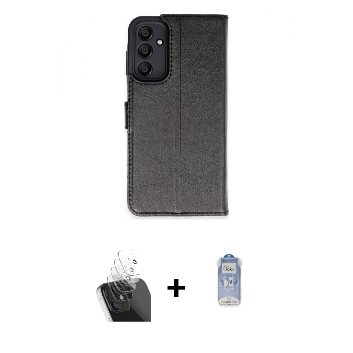 MARSİLYAN™- Galaxy A55 5G Kılıf Siluet Işık Serisi - Siyah Joko Magic 5D Cam + Kamera Lens Koruma Cam - SF