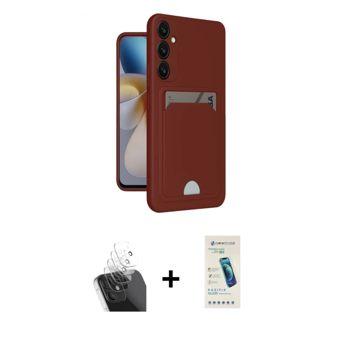 MARSİLYAN™- Galaxy A55 5G Kılıf Vadi Çizgi Prime - Şeffaf Pasifik Cam Ekran Koruyucu + Kamera Lens Koruma Cam - SF