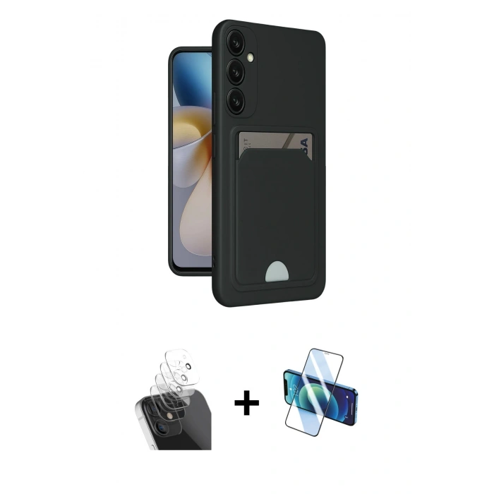 MARSİLYAN™- Galaxy A55 5G Kılıf Vadi Çizgi Prime - Siyah 3D Antistatik Seramik Nano Ekran Koruyucu + Kamera Lens Koruma Cam - SF