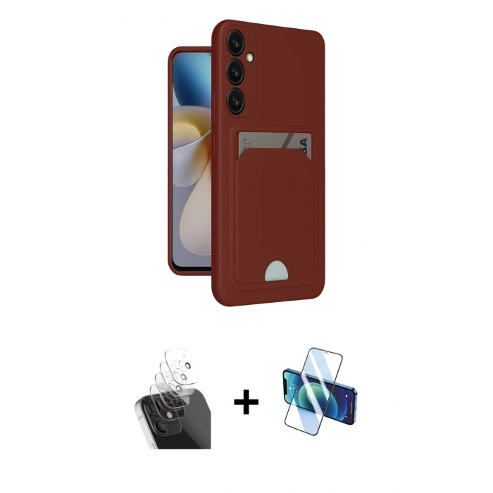 MARSİLYAN™- Galaxy A55 5G Kılıf Vadi Çizgi Prime - Siyah 3D Antistatik Seramik Nano Ekran Koruyucu + Kamera Lens Koruma Cam - SF