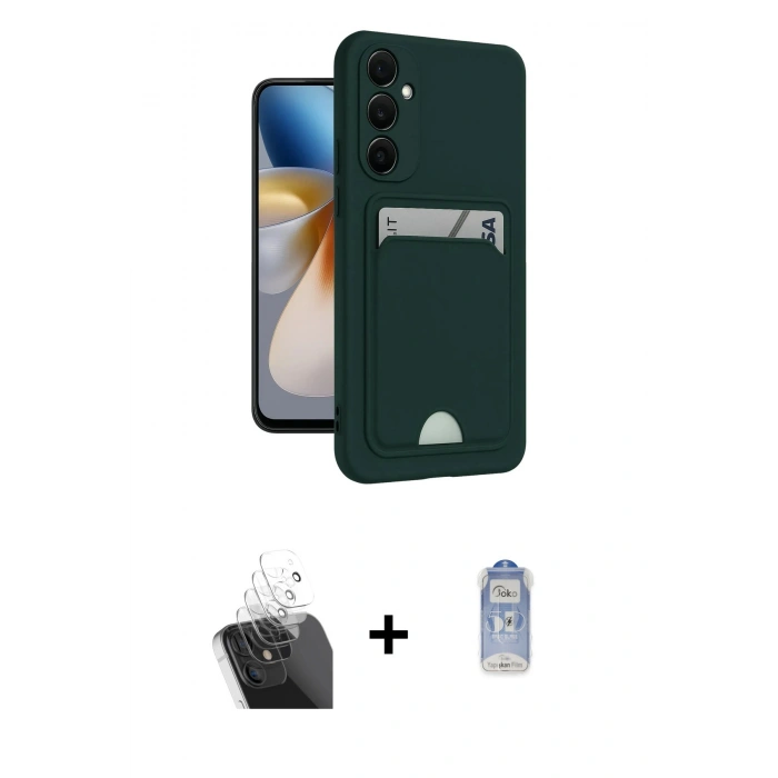 MARSİLYAN™- Galaxy A55 5G Kılıf Vadi Çizgi Prime - Siyah Joko Magic 5D Cam + Kamera Lens Koruma Cam - SF
