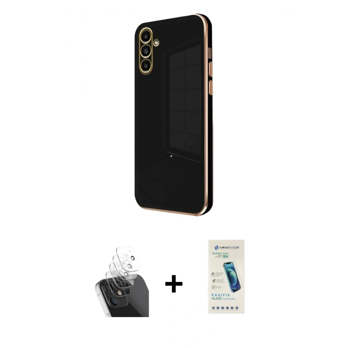 MARSİLYAN™- Galaxy A55 5G Kılıf Yankı Serisi - Şeffaf Pasifik Cam Ekran Koruyucu + Kamera Lens Koruma Cam - SF
