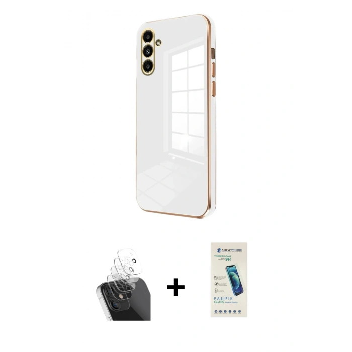MARSİLYAN™- Galaxy A55 5G Kılıf Yankı Serisi - Şeffaf Pasifik Cam Ekran Koruyucu + Kamera Lens Koruma Cam - SF