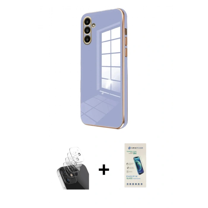 MARSİLYAN™- Galaxy A55 5G Kılıf Yankı Serisi - Şeffaf Pasifik Cam Ekran Koruyucu + Kamera Lens Koruma Cam - SF