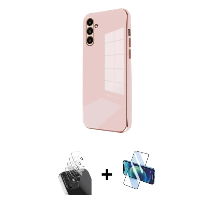 MARSİLYAN™- Galaxy A55 5G Kılıf Yankı Serisi - Siyah 3D Antistatik Seramik Nano Ekran Koruyucu + Kamera Lens Koruma Cam - SF