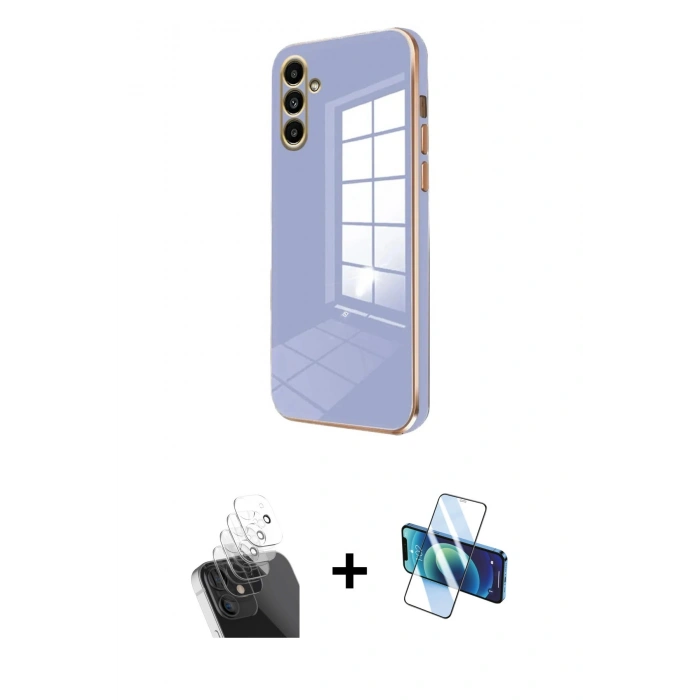 MARSİLYAN™- Galaxy A55 5G Kılıf Yankı Serisi - Siyah 3D Antistatik Seramik Nano Ekran Koruyucu + Kamera Lens Koruma Cam - SF