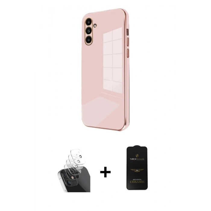 MARSİLYAN™- Galaxy A55 5G Kılıf Yankı Serisi - Siyah 6D Antistatik Mat Seramik Hayalet Nano Ekran Koruyucu + Kamera Lens Koruma Cam - SF