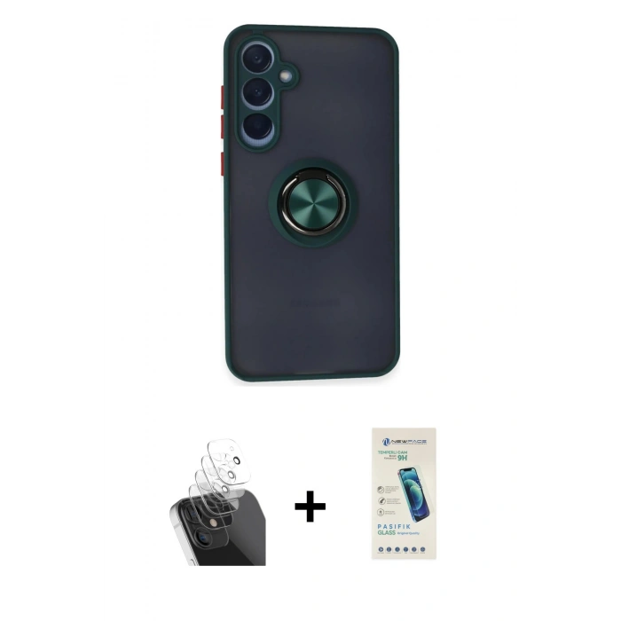 MARSİLYAN™- Galaxy A55 5G Kılıf Yörünge Çizgi - Şeffaf Pasifik Cam Ekran Koruyucu + Kamera Lens Koruma Cam - SF