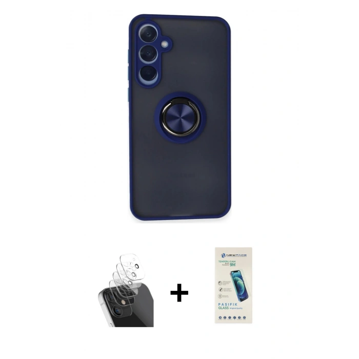 MARSİLYAN™- Galaxy A55 5G Kılıf Yörünge Çizgi - Şeffaf Pasifik Cam Ekran Koruyucu + Kamera Lens Koruma Cam - SF