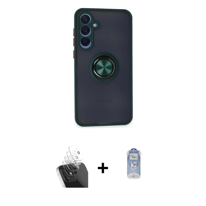 MARSİLYAN™- Galaxy A55 5G Kılıf Yörünge Çizgi - Siyah Joko Magic 5D Cam + Kamera Lens Koruma Cam - SF
