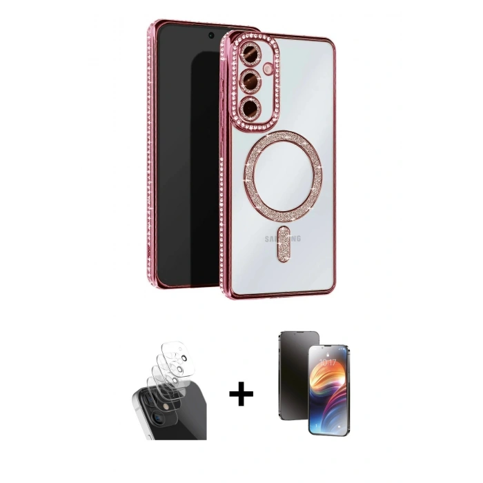 MARSİLYAN™- Galaxy A55 5G Kılıf Zirve Doku Prime - Siyah 3D Antistatik Mat Seramik Nano Ekran Koruyucu + Kamera Lens Koruma Cam - SF