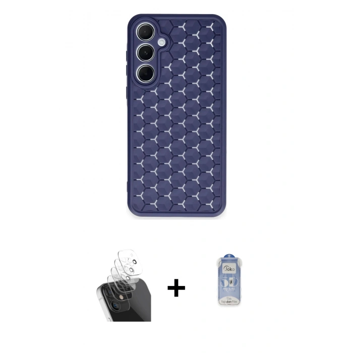 MARSİLYAN™- Galaxy A55 5G Kılıf Zirve Form - Siyah Joko Magic 5D Cam + Kamera Lens Koruma Cam - SF