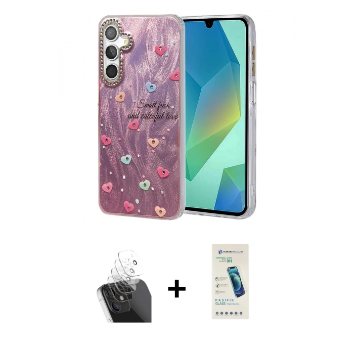 MARSİLYAN™- Galaxy A55 5G Kılıf Zirve Modern Prime - Şeffaf Pasifik Cam Ekran Koruyucu + Kamera Lens Koruma Cam - SF