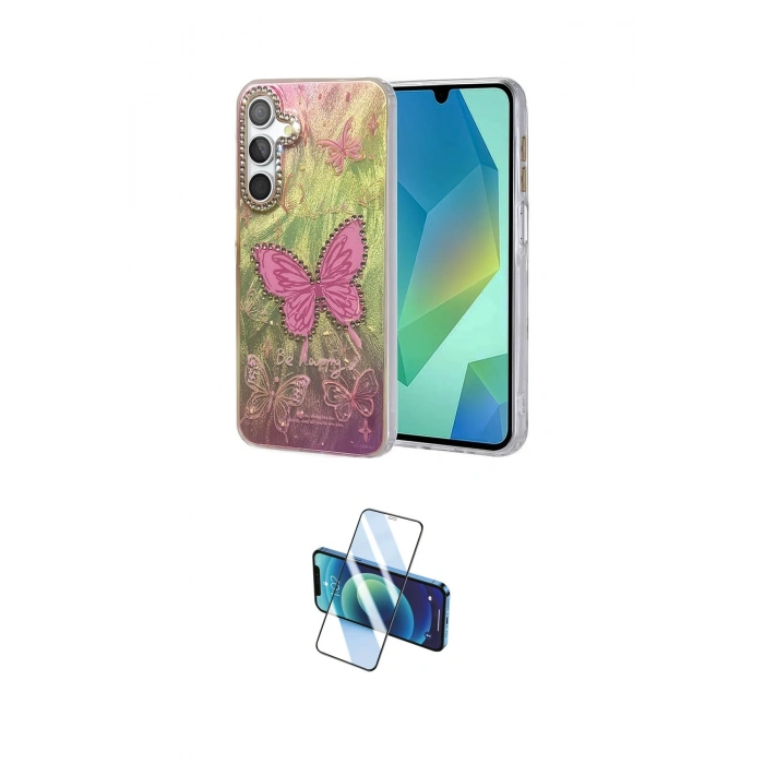 MARSİLYAN™- Galaxy A55 5G Kılıf Zirve Modern Prime - Siyah 3D Antistatik Cam Ekran Koruyucu