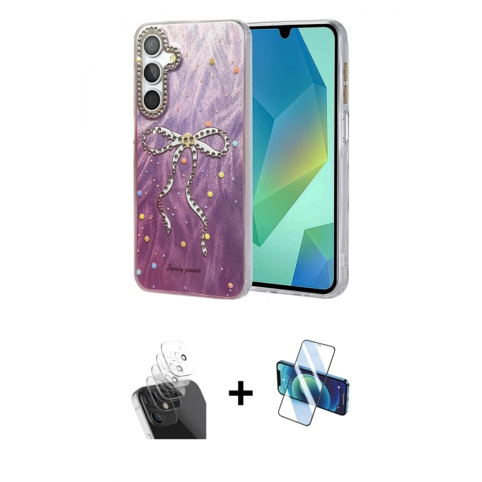 MARSİLYAN™- Galaxy A55 5G Kılıf Zirve Modern Prime - Siyah 3D Antistatik Cam Ekran Koruyucu + Kamera Lens Koruma Cam - SF