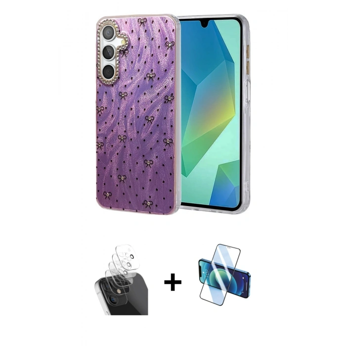 MARSİLYAN™- Galaxy A55 5G Kılıf Zirve Modern Prime - Siyah 3D Antistatik Cam Ekran Koruyucu + Kamera Lens Koruma Cam - SF