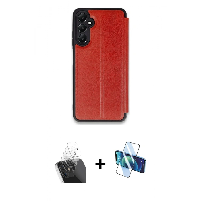 MARSİLYAN™- Galaxy A55 5G Kılıf Zirve Yansıma Serisi - Siyah 3D Antistatik Cam Ekran Koruyucu + Kamera Lens Koruma Cam - SF