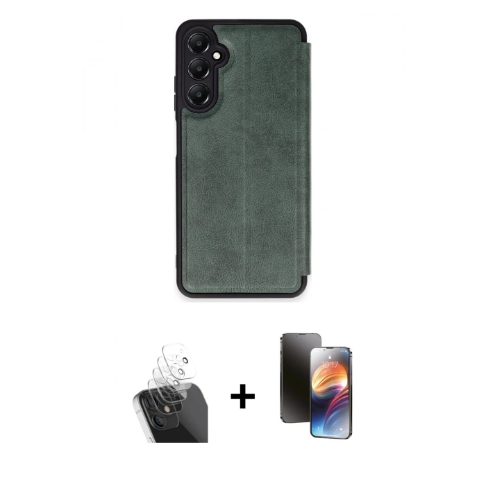 MARSİLYAN™- Galaxy A55 5G Kılıf Zirve Yansıma Serisi - Siyah 3D Antistatik Mat Seramik Nano Ekran Koruyucu + Kamera Lens Koruma Cam - SF