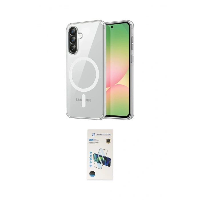 MARSİLYAN™- Galaxy A57 5G Kılıf Ahenk Minimal Serisi - Şeffaf 3D Antistatik Cam Ekran Koruyucu