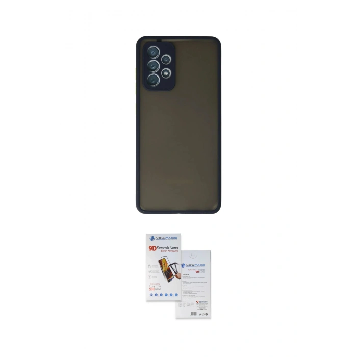 MARSİLYAN™- Galaxy A72 Kılıf Ahenk Çizgi Serisi - Siyah Seramik Nano Ekran Koruyucu