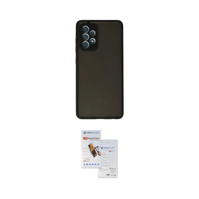 MARSİLYAN™- Galaxy A72 Kılıf Ahenk Çizgi Serisi - Siyah Seramik Nano Ekran Koruyucu
