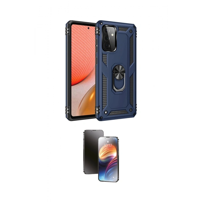 MARSİLYAN™- Galaxy A72 Kılıf Ahenk Klasik Koleksiyonu - Siyah 3D Antistatik Mat Seramik Nano Ekran Koruyucu