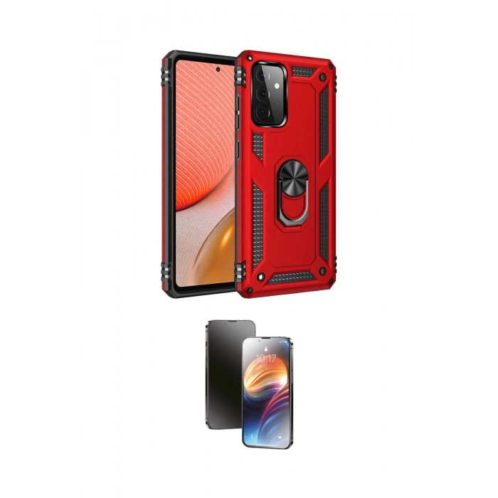 MARSİLYAN™- Galaxy A72 Kılıf Ahenk Klasik Koleksiyonu - Siyah 3D Antistatik Mat Seramik Nano Ekran Koruyucu