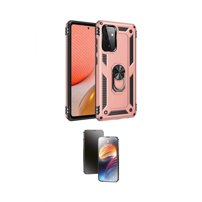 MARSİLYAN™- Galaxy A72 Kılıf Ahenk Klasik Koleksiyonu - Siyah 3D Antistatik Mat Seramik Nano Ekran Koruyucu