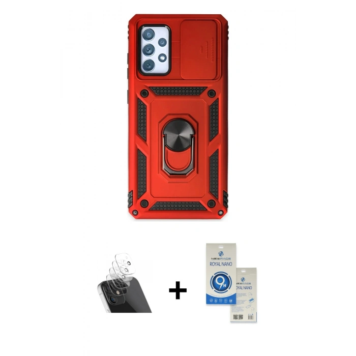 MARSİLYAN™- Galaxy A72 Kılıf Ahenk Klasik - Şeffaf Royal Nano Ekran Koruyucu + Kamera Lens Koruma Cam - SF