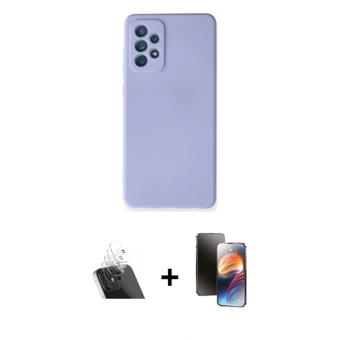 MARSİLYAN™- Galaxy A72 Kılıf Ahenk Serisi - Siyah 3D Antistatik Mat Seramik Nano Ekran Koruyucu + Kamera Lens Koruma Cam - SF