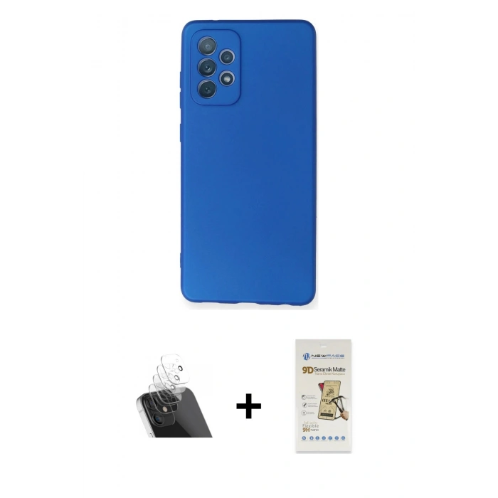 MARSİLYAN™- Galaxy A72 Kılıf Kozmos Yansıma Özel Seri - Siyah Mat Seramik Nano Ekran Koruyucu + Kamera Lens Koruma Cam - SF