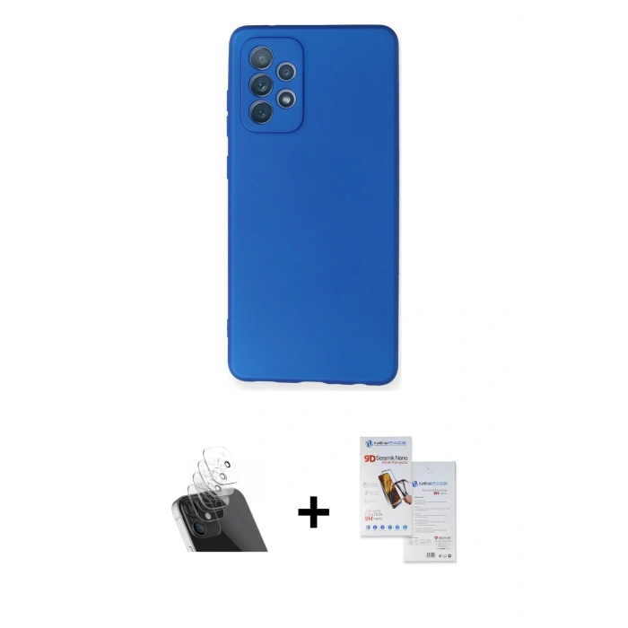 MARSİLYAN™- Galaxy A72 Kılıf Kozmos Yansıma Özel Seri - Siyah Seramik Nano Ekran Koruyucu + Kamera Lens Koruma Cam - SF