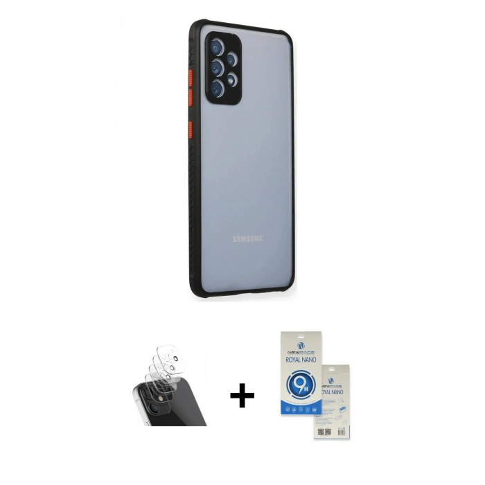 MARSİLYAN™- Galaxy A72 Kılıf Nova Asil Özel Seri - Şeffaf Royal Nano Ekran Koruyucu + Kamera Lens Koruma Cam - SF
