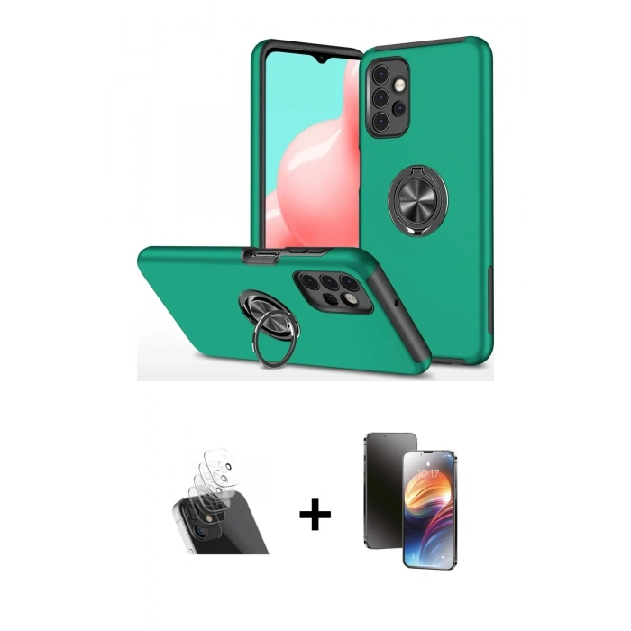 MARSİLYAN™- Galaxy A72 Kılıf Odak Form Prime - Siyah 3D Antistatik Mat Seramik Nano Ekran Koruyucu + Kamera Lens Koruma Cam - SF