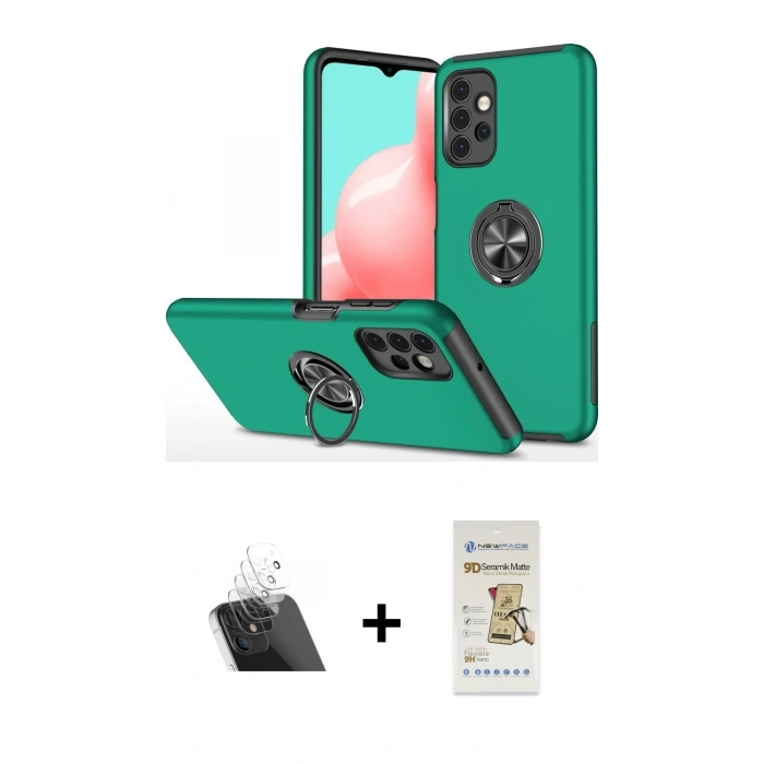 MARSİLYAN™- Galaxy A72 Kılıf Odak Form Prime - Siyah Mat Seramik Nano Ekran Koruyucu + Kamera Lens Koruma Cam - SF