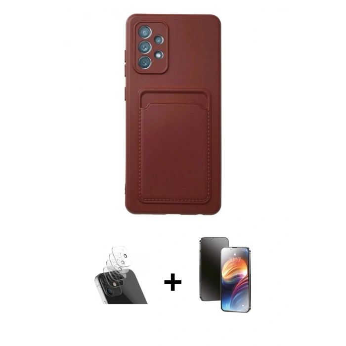 MARSİLYAN™- Galaxy A72 Kılıf Vadi Çizgi Prime - Siyah 3D Antistatik Mat Seramik Nano Ekran Koruyucu + Şeffaf Kamera Lens Koruma Cam