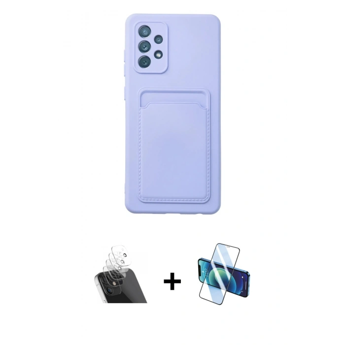 MARSİLYAN™- Galaxy A72 Kılıf Vadi Çizgi Prime - Siyah 3D Antistatik Seramik Nano Ekran Koruyucu + Kamera Lens Koruma Cam - SF