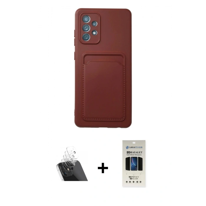 MARSİLYAN™- Galaxy A72 Kılıf Vadi Çizgi Prime - Siyah 5D Hayalet Cam Ekran Koruyucu + Kamera Lens Koruma Cam - SF