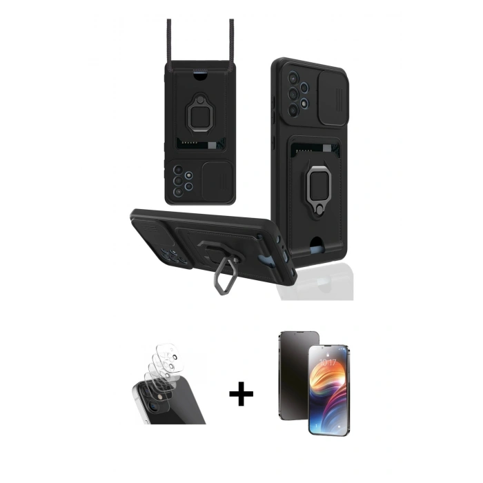 MARSİLYAN™- Galaxy A72 Kılıf Vadi Form Prime - Siyah 3D Antistatik Mat Seramik Nano Ekran Koruyucu + Kamera Lens Koruma Cam - SF