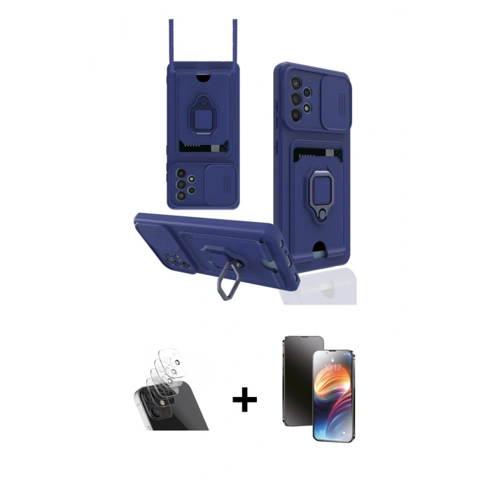 MARSİLYAN™- Galaxy A72 Kılıf Vadi Form Prime - Siyah 3D Antistatik Mat Seramik Nano Ekran Koruyucu + Kamera Lens Koruma Cam - SF